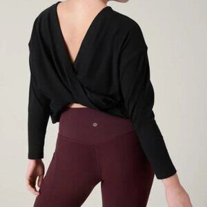 Athleta Presence Twist Sweatshirt Black Size Medium